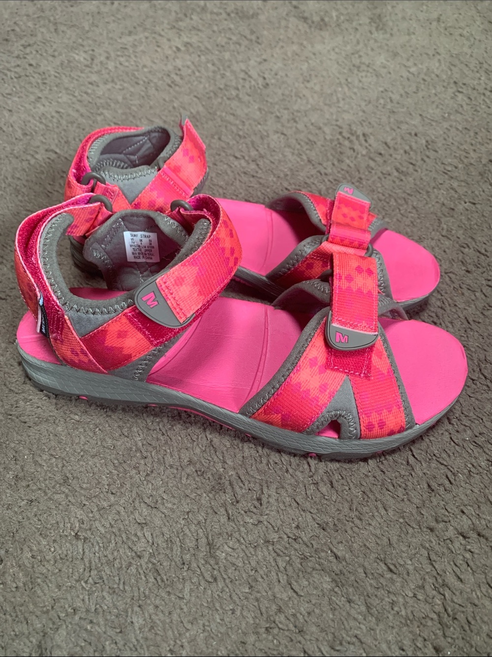 Merrell women’s Neon Pink Hook-and-Loop Sport Sandals